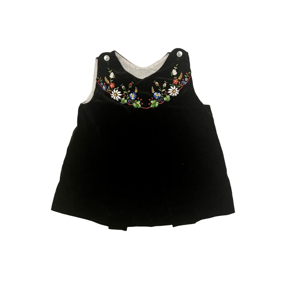 Vandervoorts 50s 60s Velvet Embroidered Toddler's Dress 4T Made in Switzerland